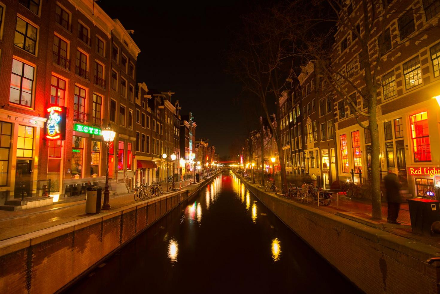 Amsterdam canal at night
